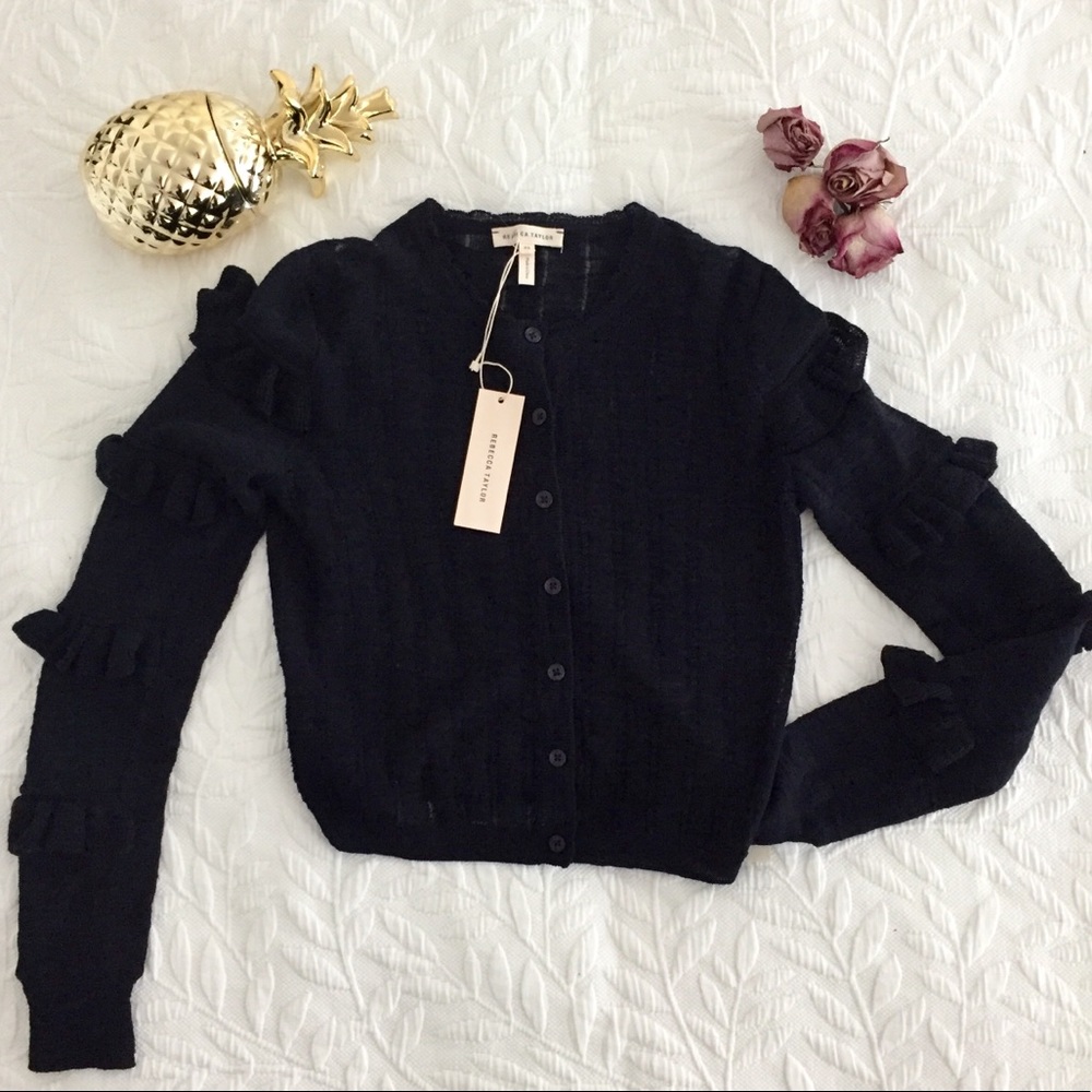 Rebecca Taylor Skinny Rib-Knit Cardigan